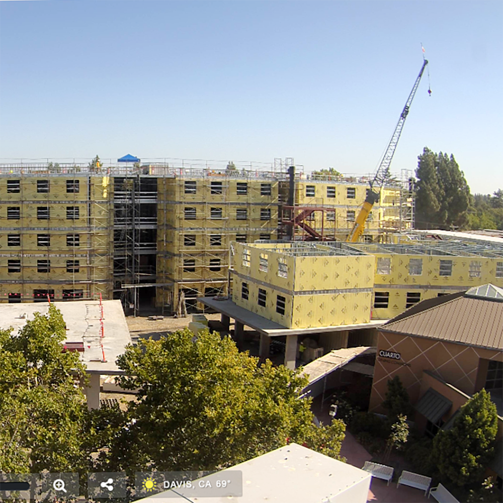 Construction camera view of the future Shasta Hall