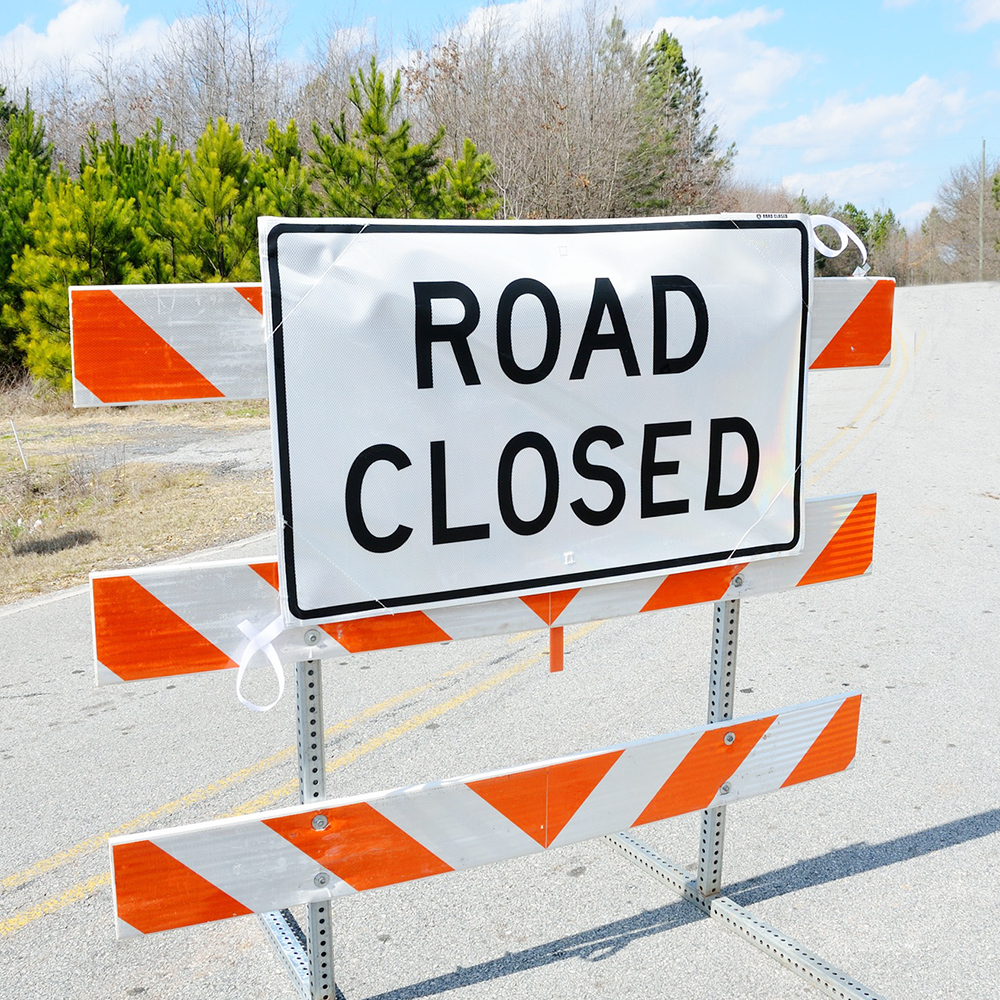 Road closed sign