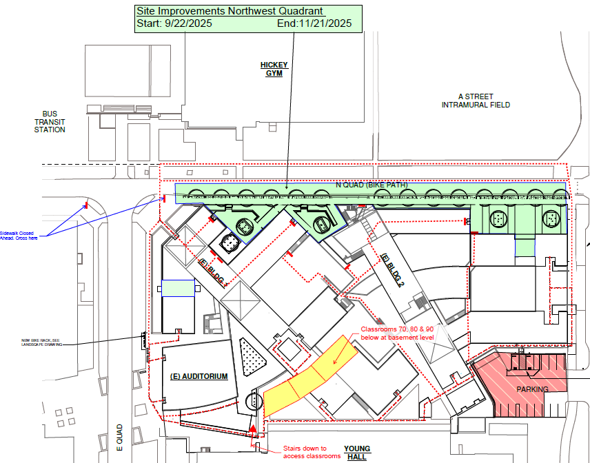 SSH Accessibility Map as 9.22, North side of building is closed