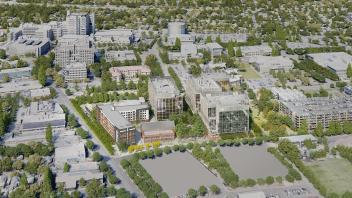 Rendering aerial view of Aggie Square