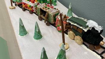 Davis Station constructed out of gingerbread and other sweets