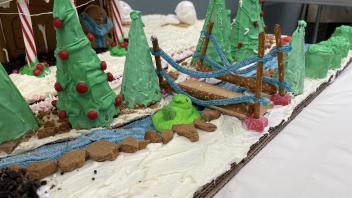 Arboretum Waterway, trees and a bridge made out of cookies and sweets