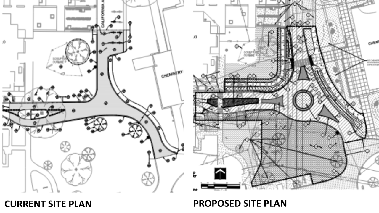 Image of before and after the pathway improvement project in the physical sciences district.