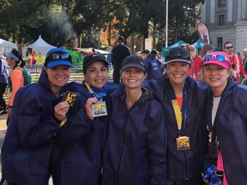 Tammy Booker at a marathon with friends. 