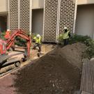 Trenching in the Young Hall courtyard