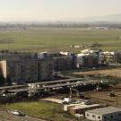 Drone shot of West Village and adjacent teaching and research fields