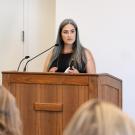 Carla Fresquez speaking at a Sustainability Summit