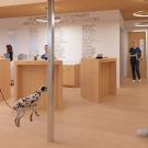 Rendering of lobby of Hobbs UC Davis Veterinary Medical Center of Southern California