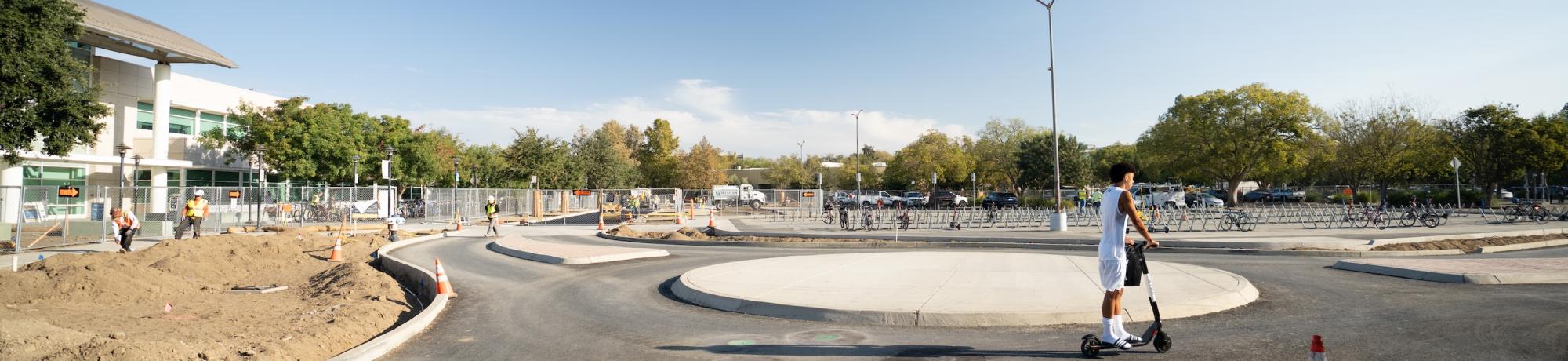 Newly installed bike circle at the south west corner of Lot 25