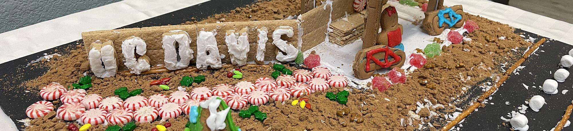 Photo of the UC Davis Howard Way entry as interpreted with gingerbread.