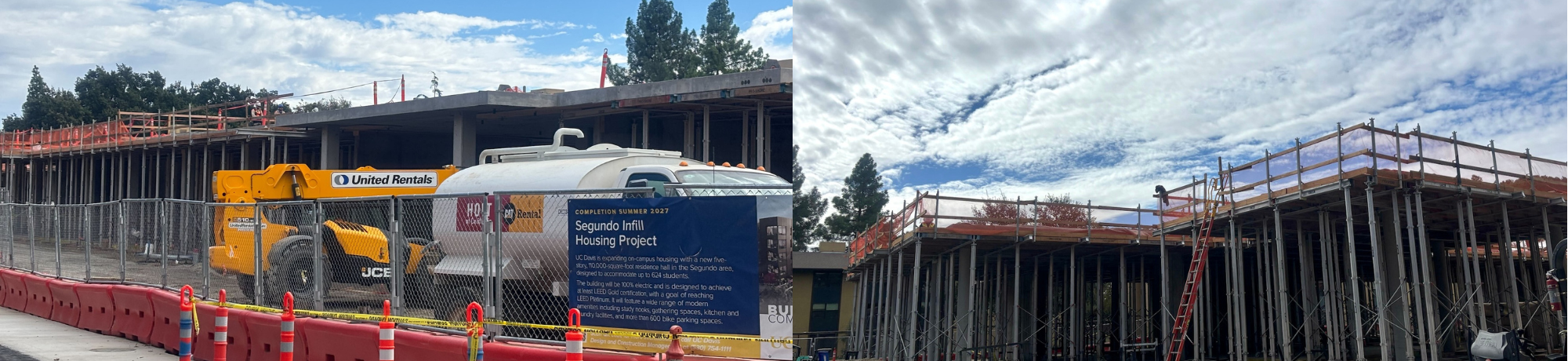 Collage of two photos of Segundo Infill Housing construction site